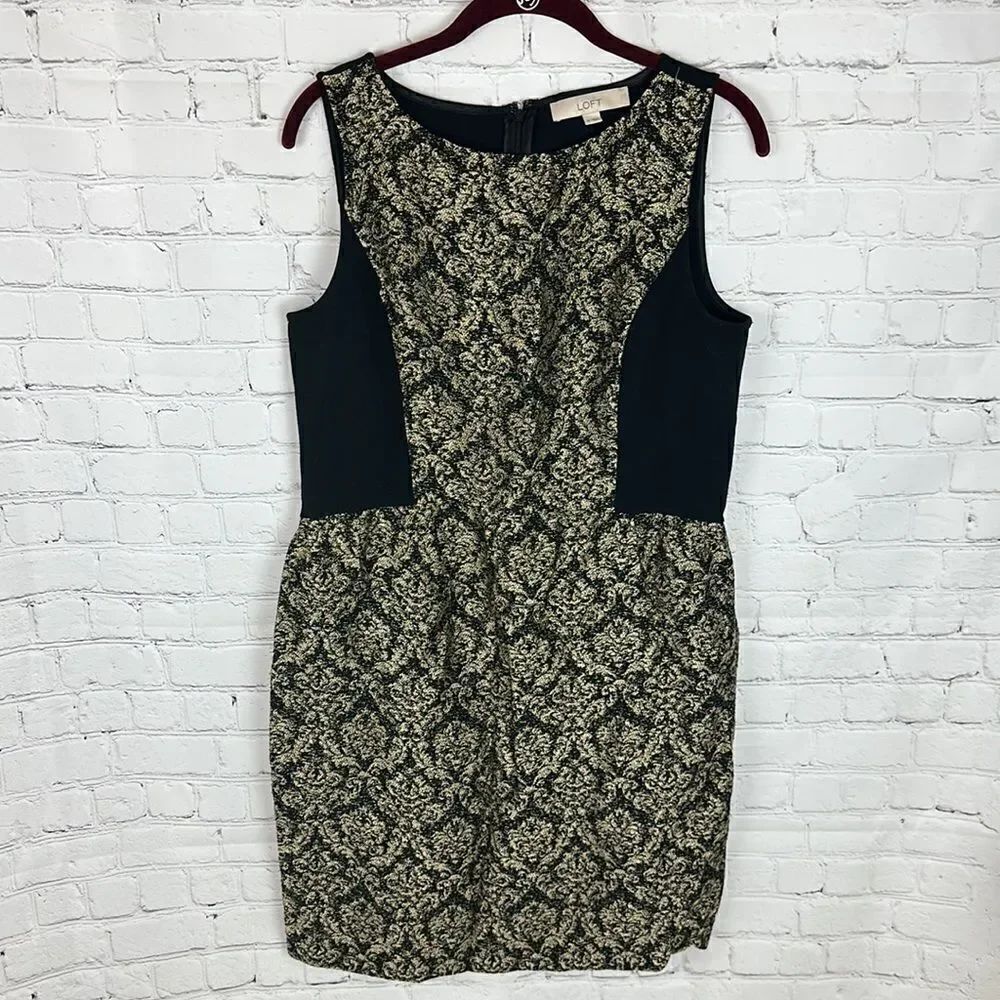 Loft Black and Gold Dress Size 10